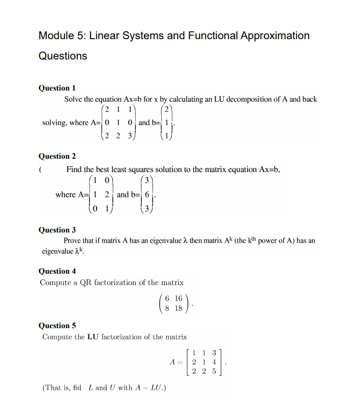 Module 5: Linear Systems and Functional