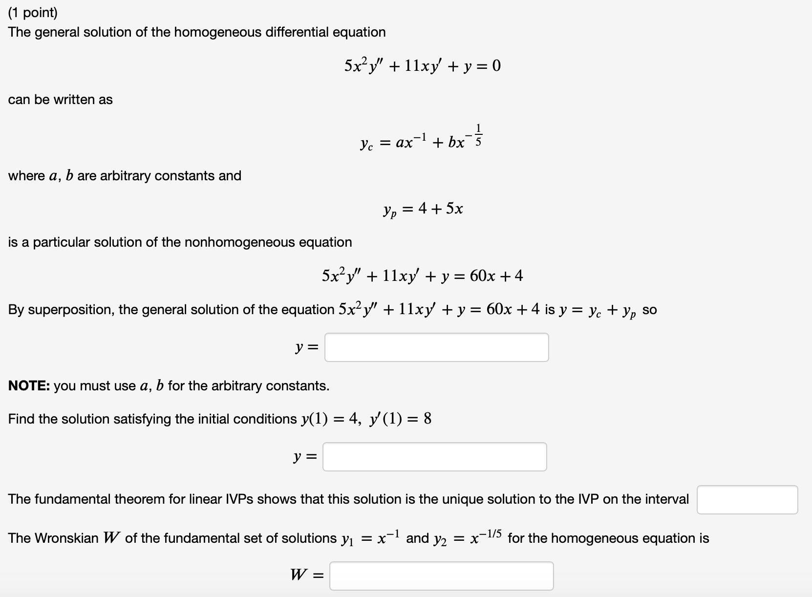 Questions are as follows: (1 point) It can be