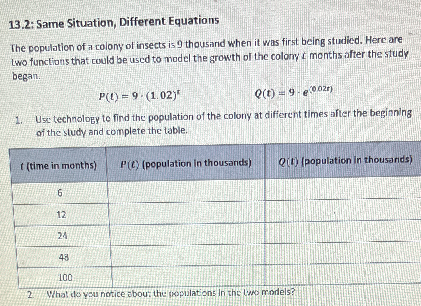 13.2: Same Situation, Different Equations The
