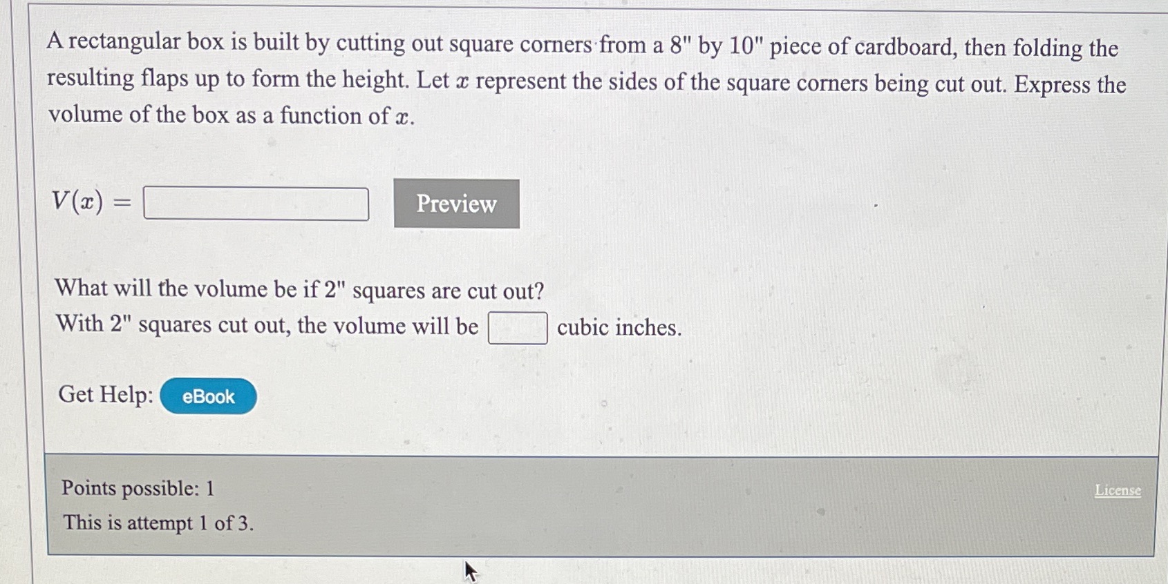 A rectangular box is built by cutting out square