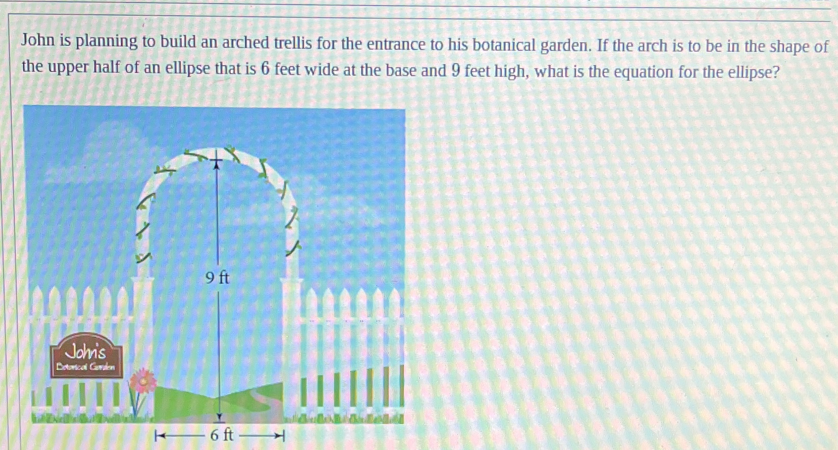 John is planning to build an arched trellis for