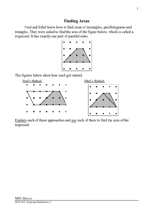 Finding Areas Fred and Ethel know how to find