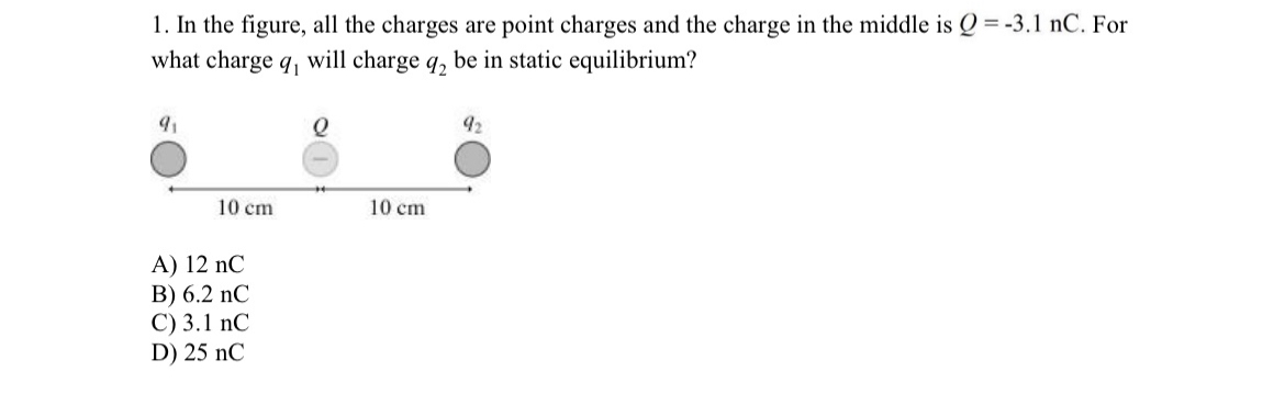 1. In the figure, all the charges are point