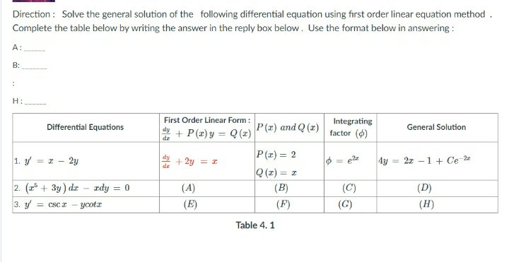 Direction : Solve the general solution of the