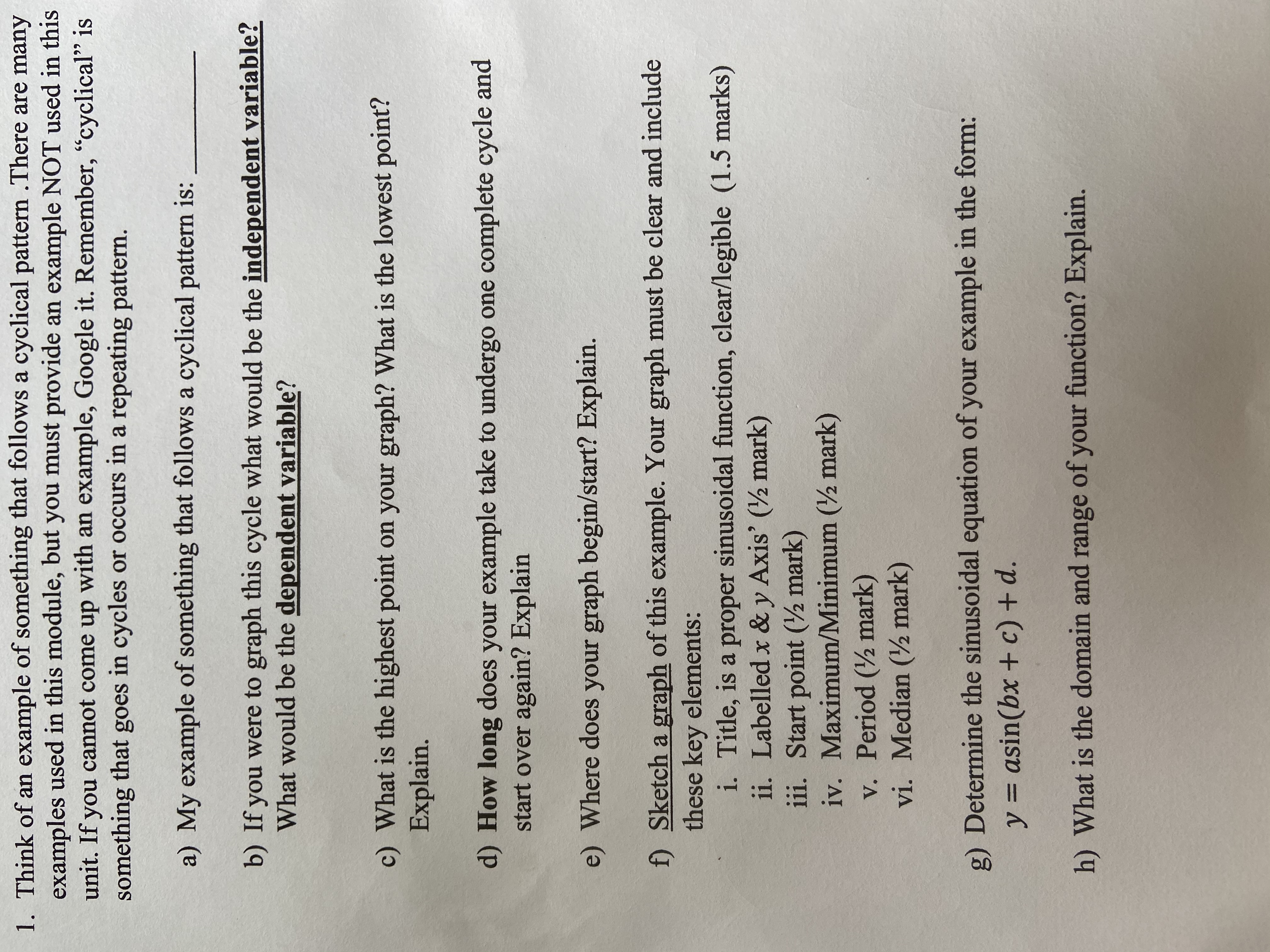 1. Think of an example of something that follows