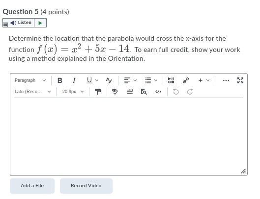 Question 5 (4 points) Listen Determine the