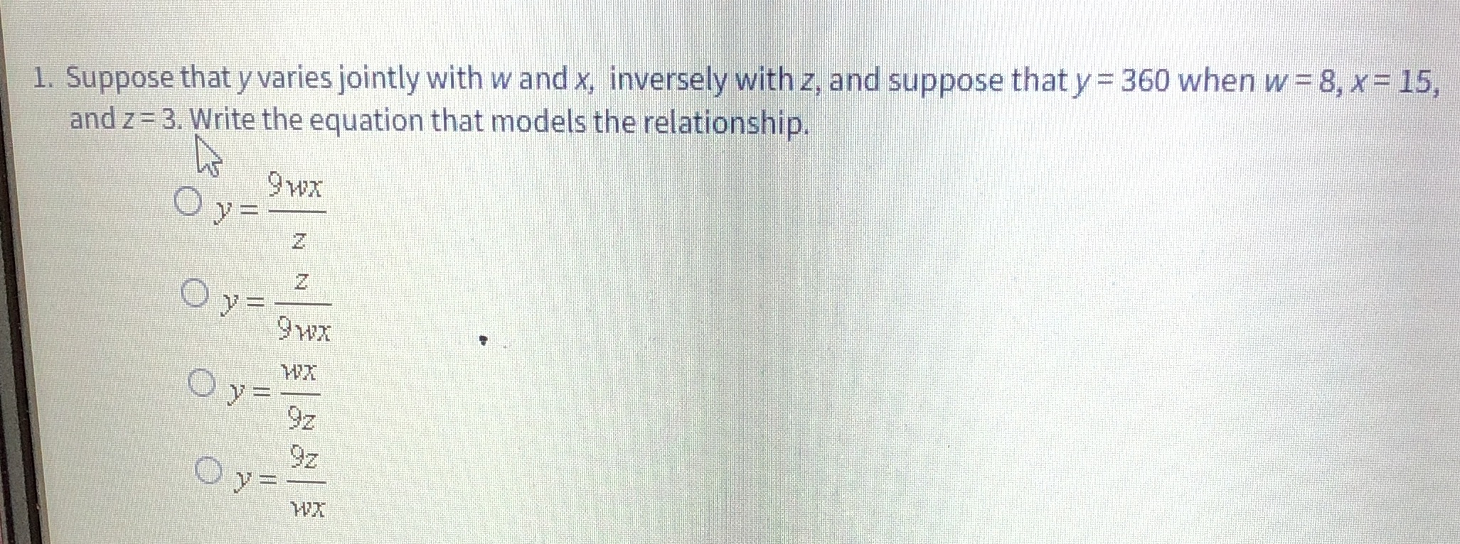 26 26 =4O =40 Z Z =40 I'M 6 and z = 3. Write
