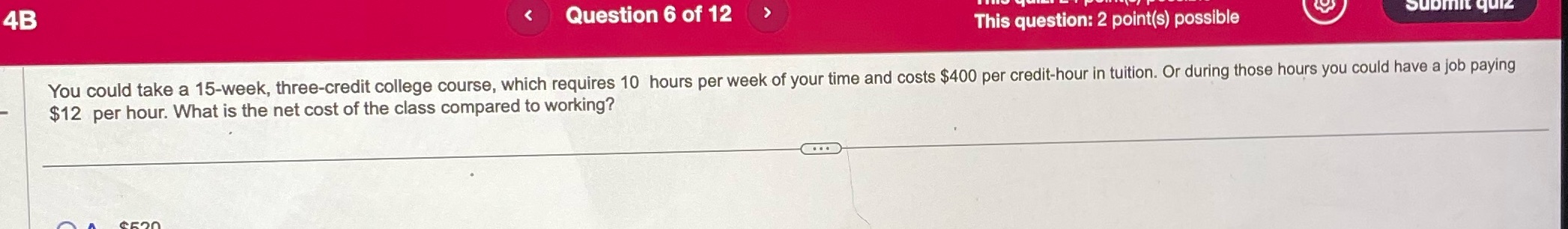 Question 6 0f 12 ) This question: 2 point(s)