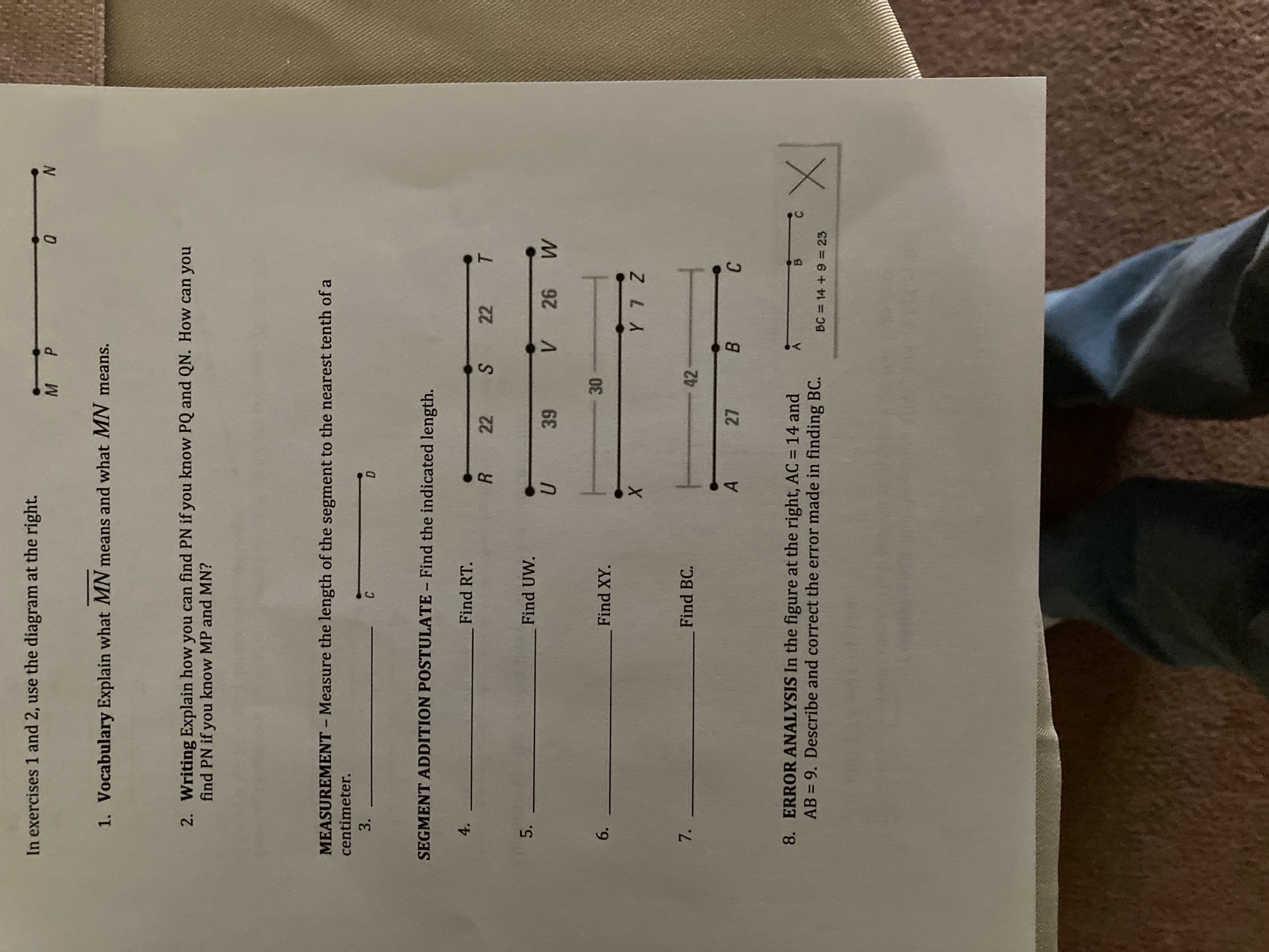 In exercises 1 and 2, use the diagram at the