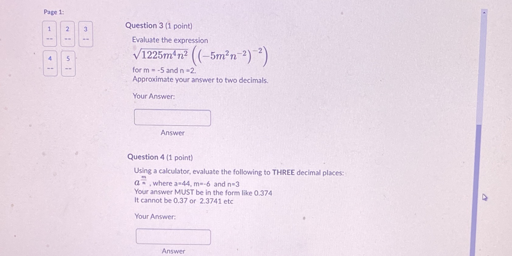 I need answers to these Page 1: 2 3 Question 3 (1
