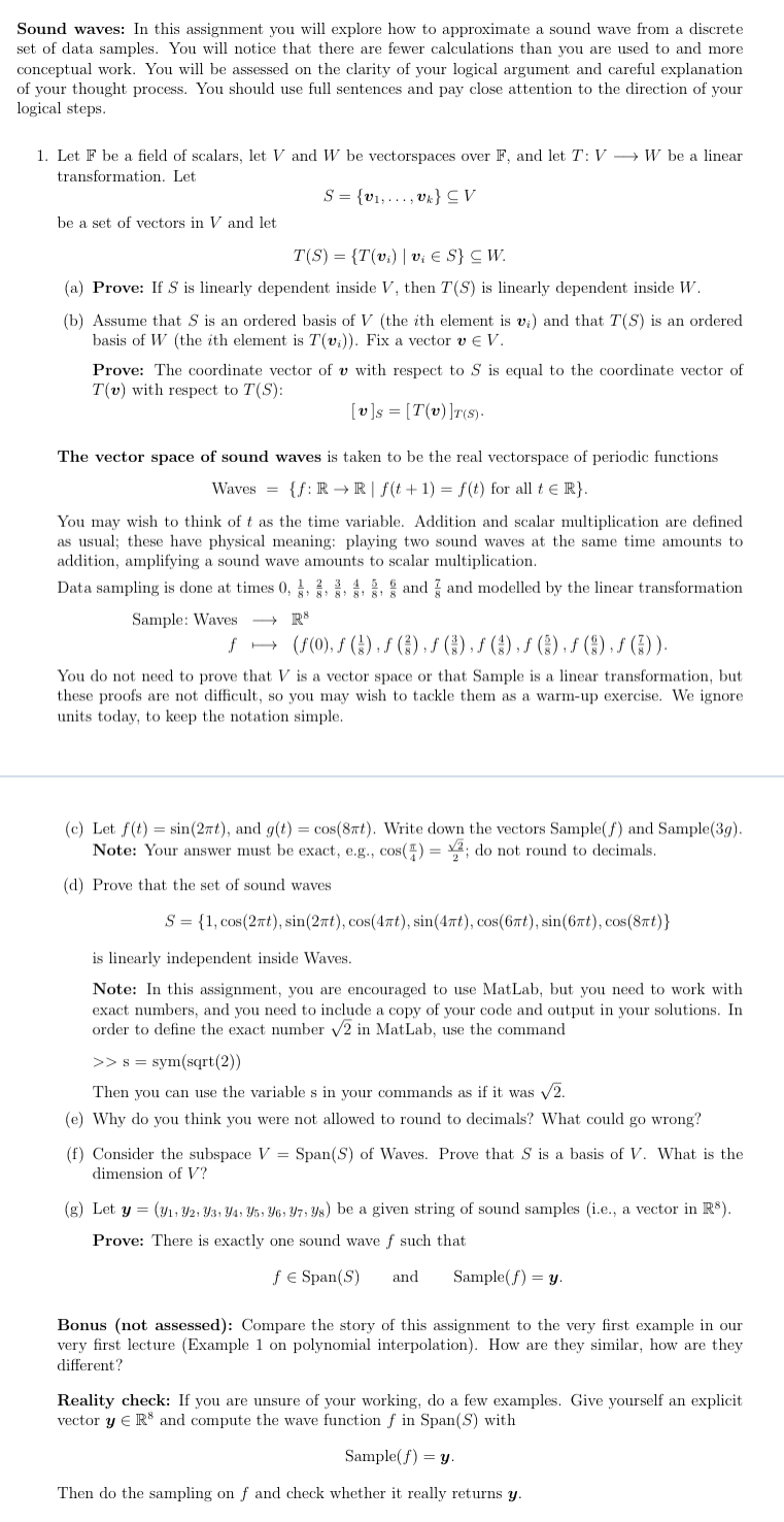 Sound waves: In this assignment you will explore