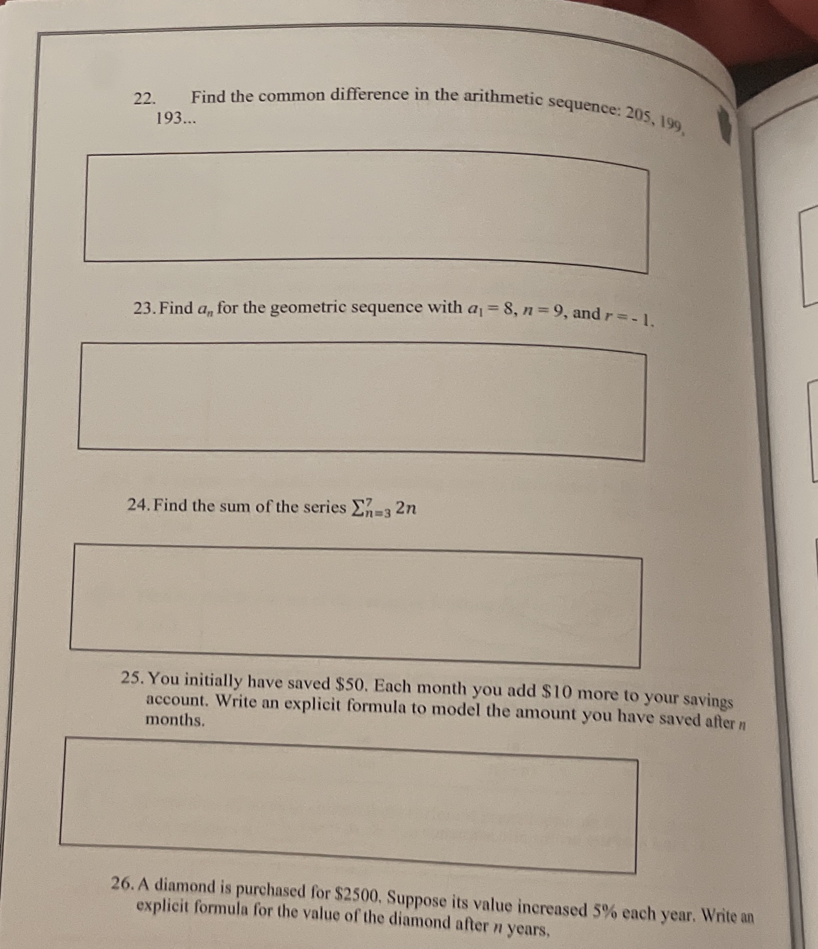 22. Find the common difference in the arithmetic
