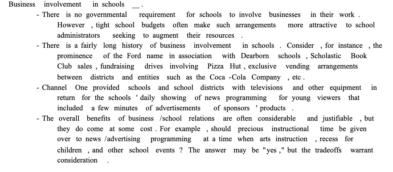Business involvement in schools - There is no