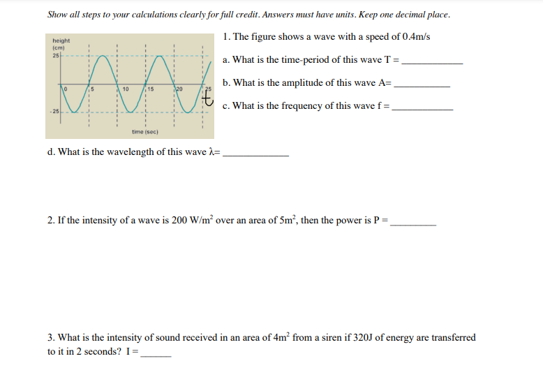 Show all steps to your calculations clearly for