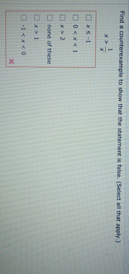 9 Select Counterexample to show statement is
