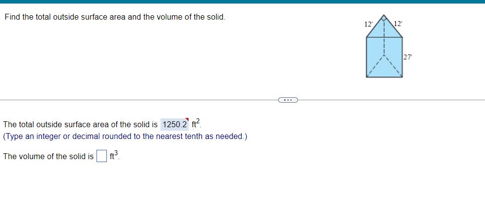 Find the total outside surface area and the