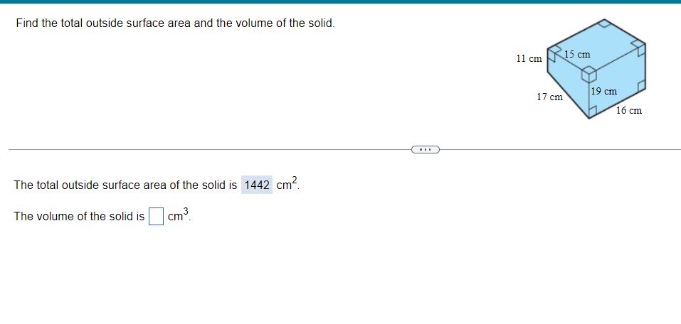 Find the total outside surface area and the