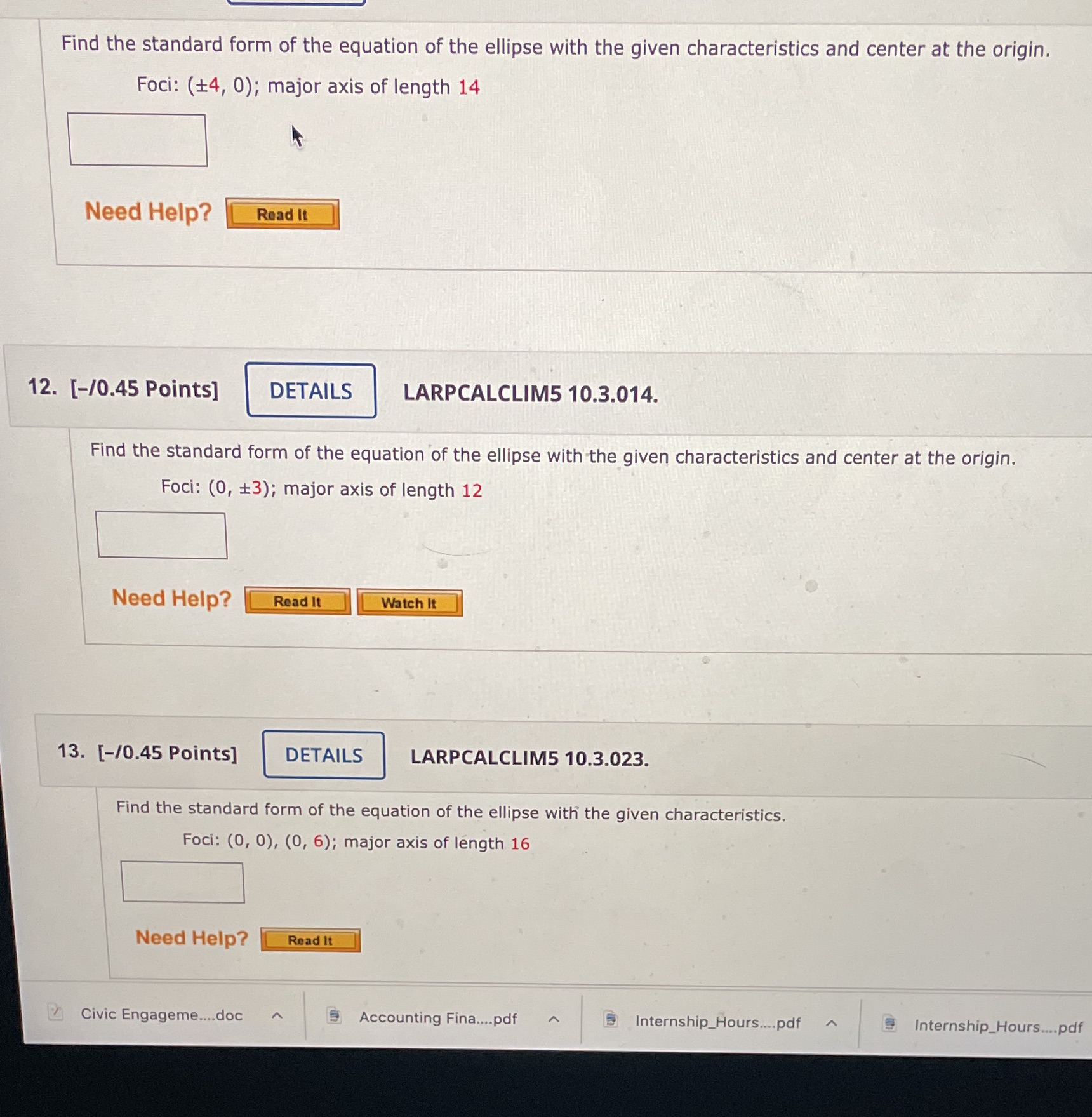 I need help on these questions. Find the standard