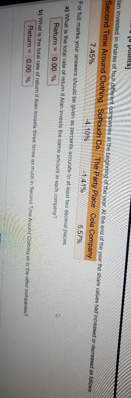 lan invested in shares of four different