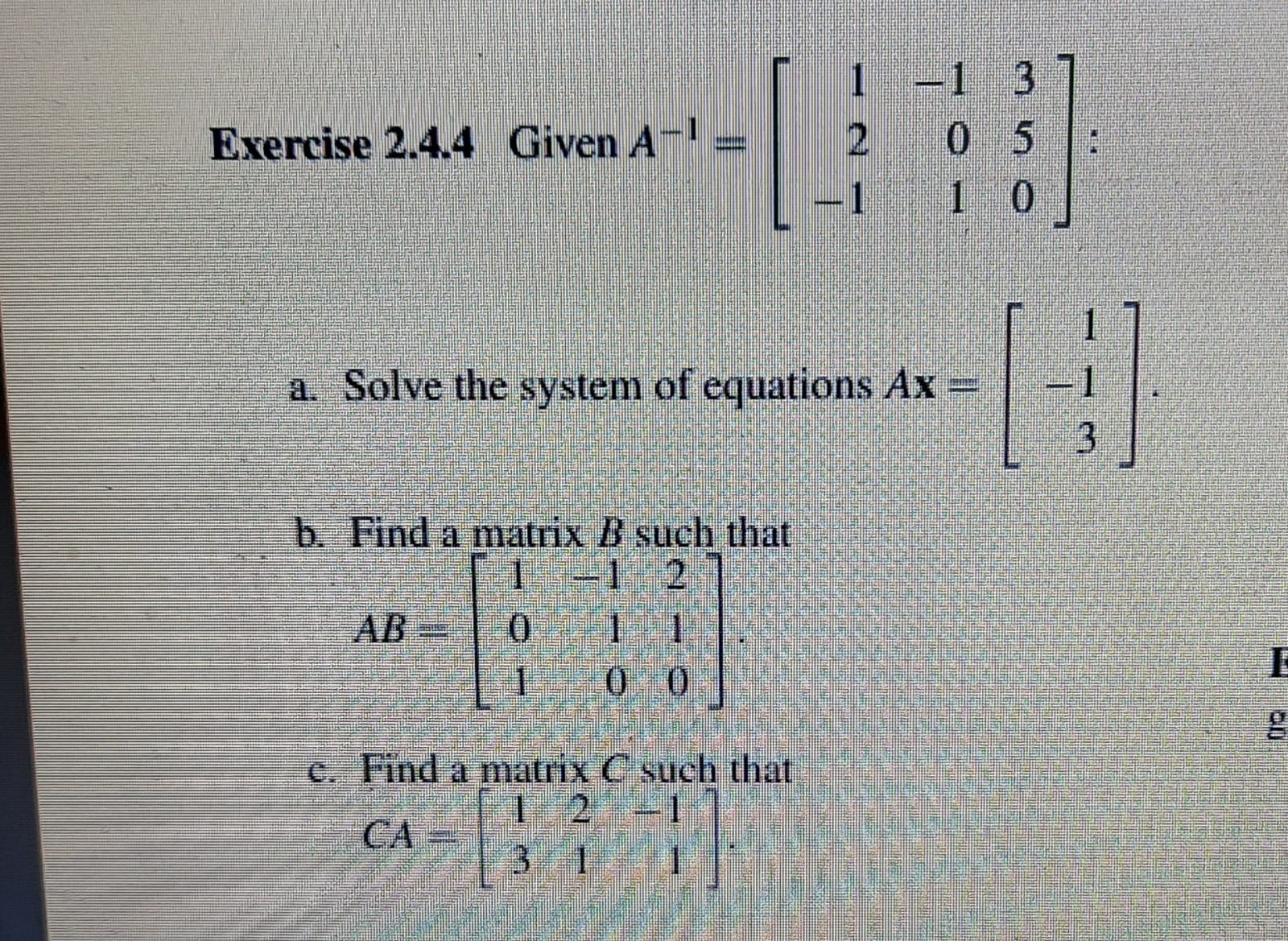 1 -1 3 Exercise 2.4.4 Given A 2 0 5 1 0 - a.