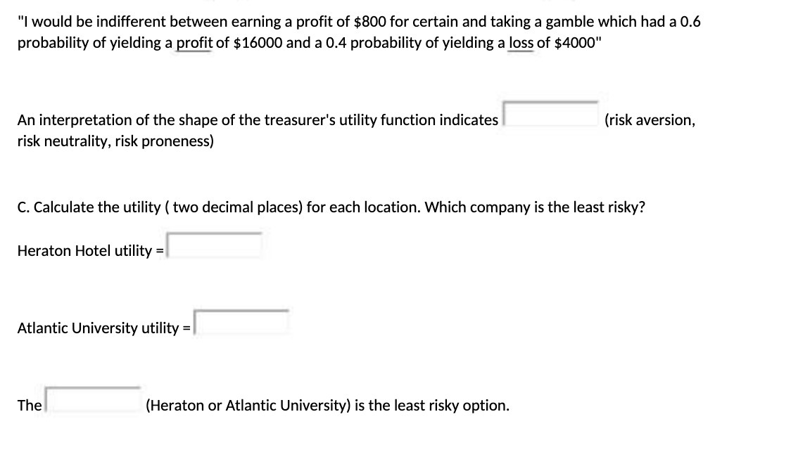 \"I would be indifferent between earning a profit