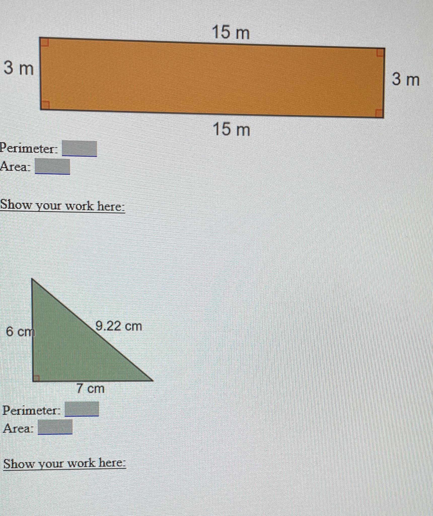 I NEED HELP ASAPPPPP 15 m 3 m 3 m 15 m Perimeter: