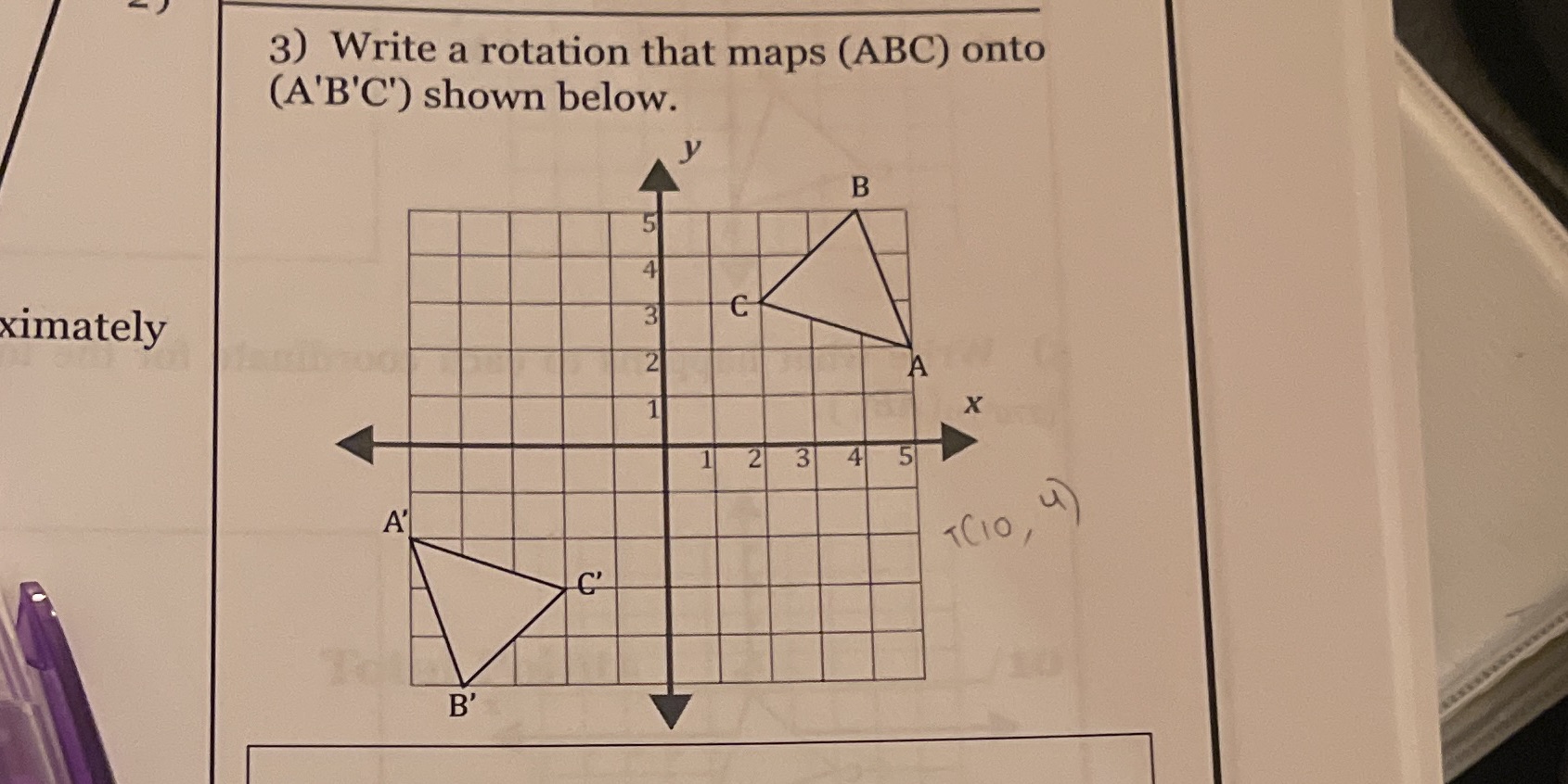 3) Write a rotation that maps (ABC) onto