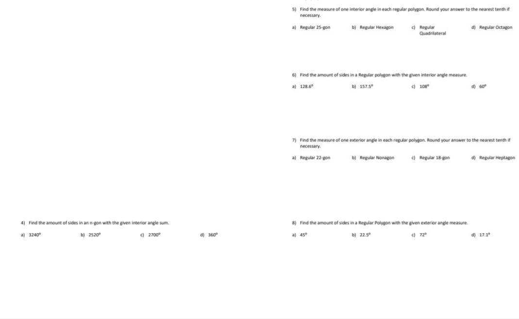 Please help me. 5) Find the measure of one
