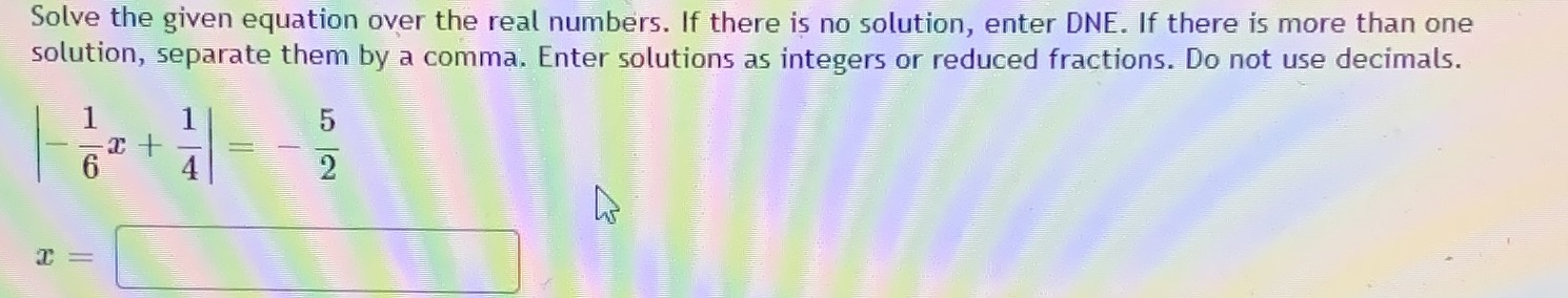 Solve the given equation over the real numbers.