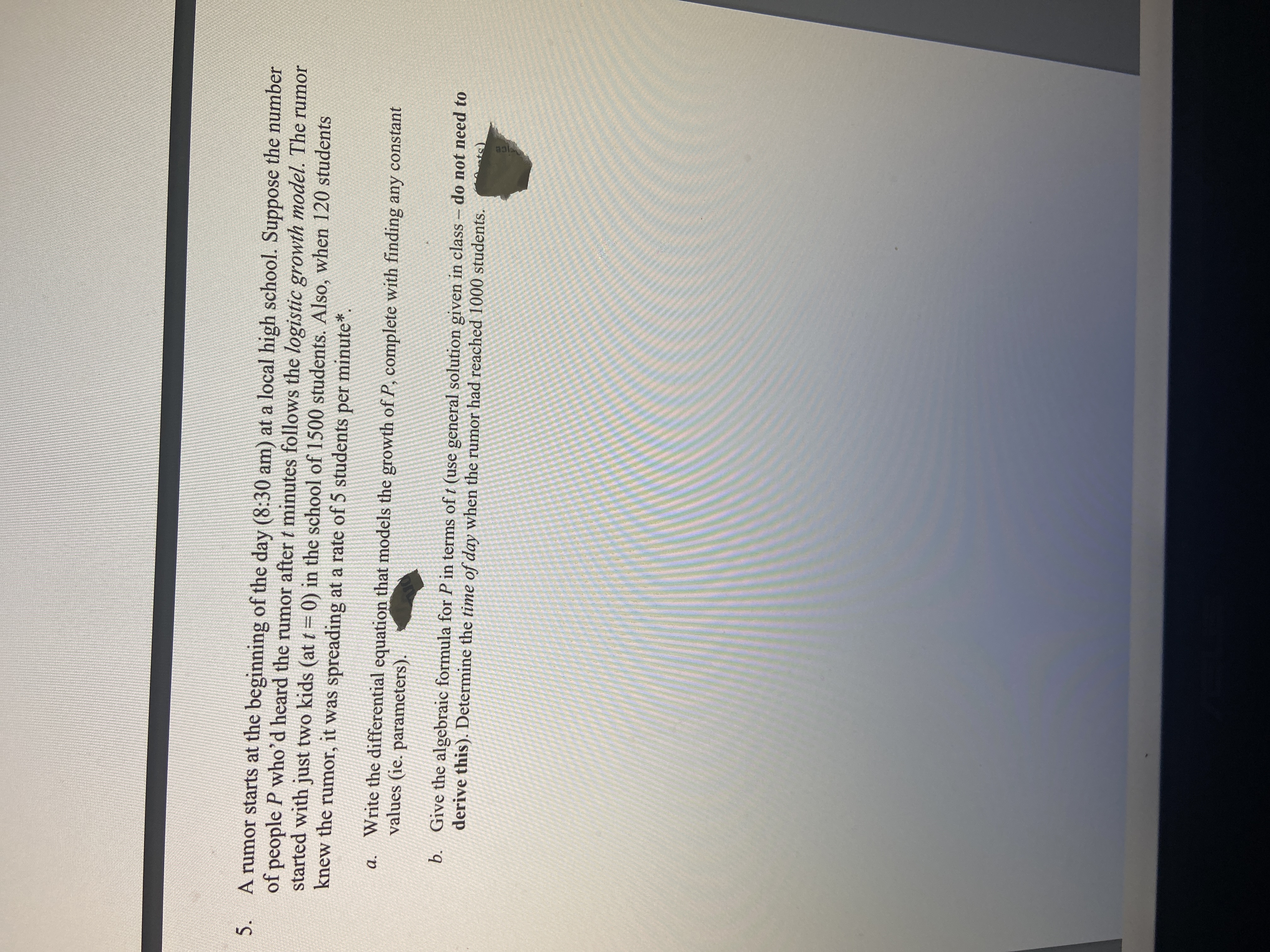 Solve using the formula below \f5. A rumor starts