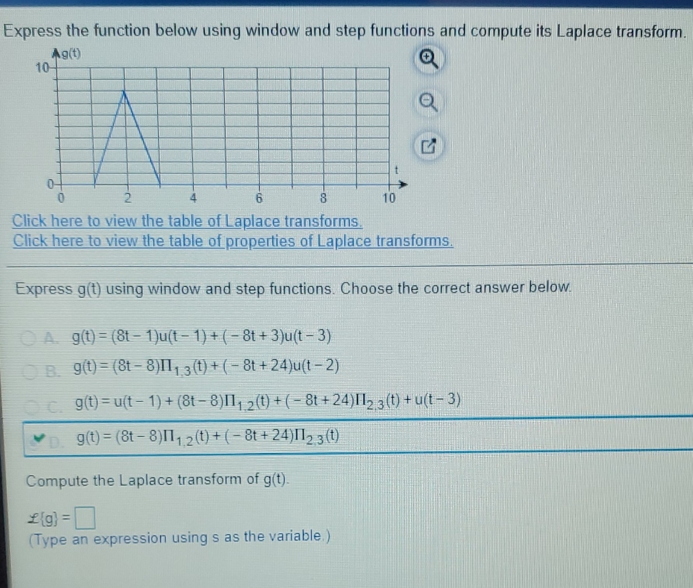 Solve for L(g) Express the function below using