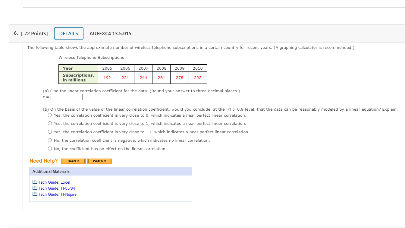 6. [-/2 Points] DETAILS AUFEXC4 13.5.015. The