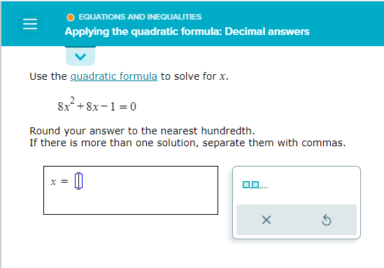 module is equations and inequalities, topic is