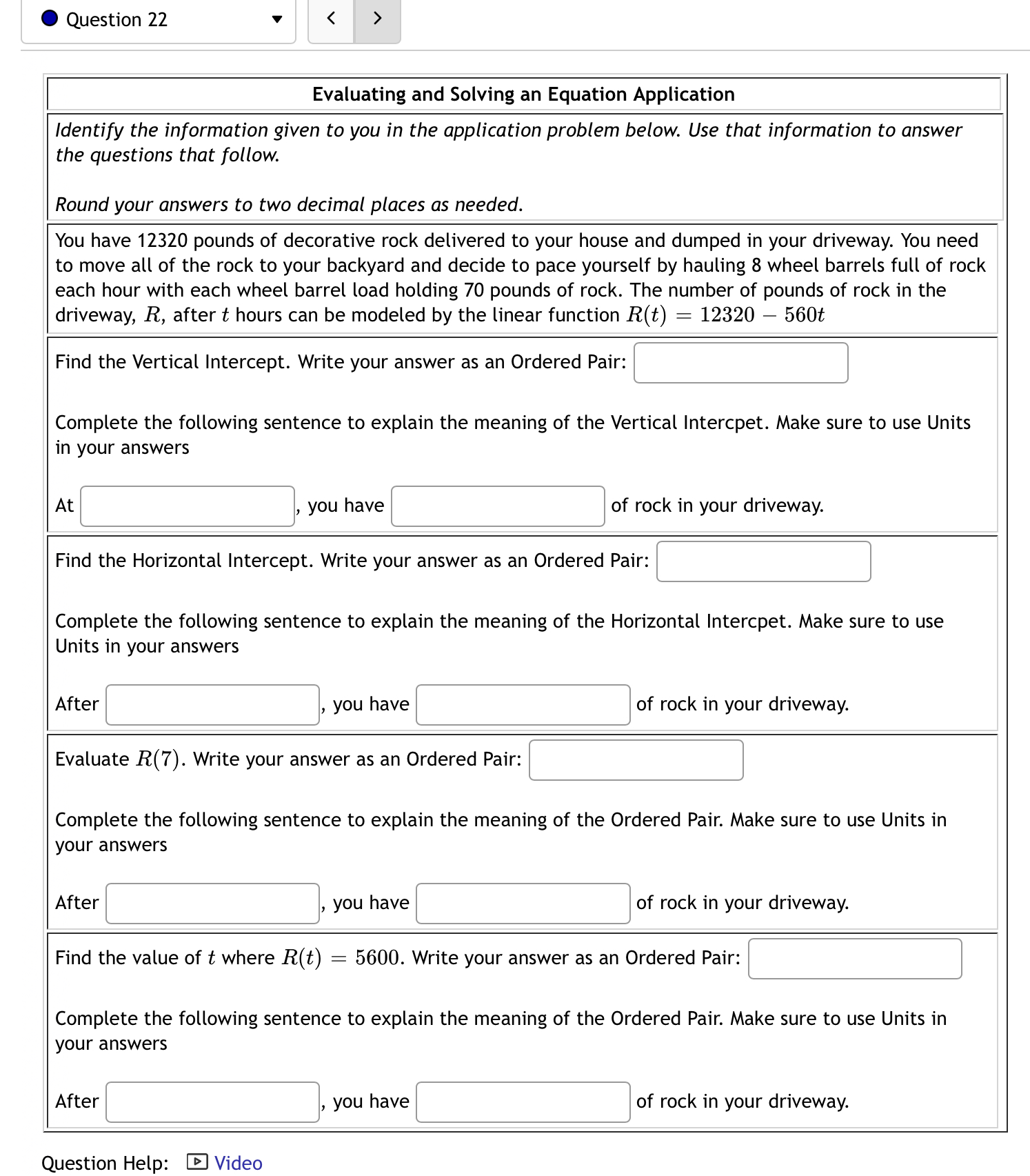 . Question 24 v < > Writing Linear Functions Last