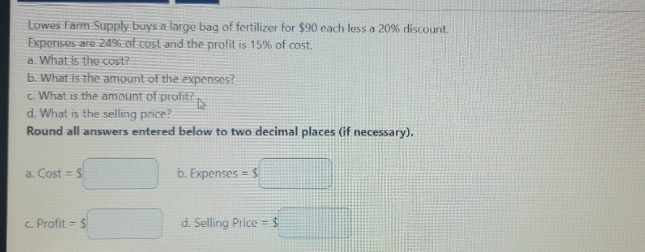 Mathmatics of finanace Lowes Farm Supply buys a