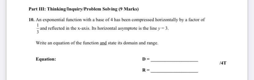 Part III: Thinking/Inquiry/Problem Solving (9