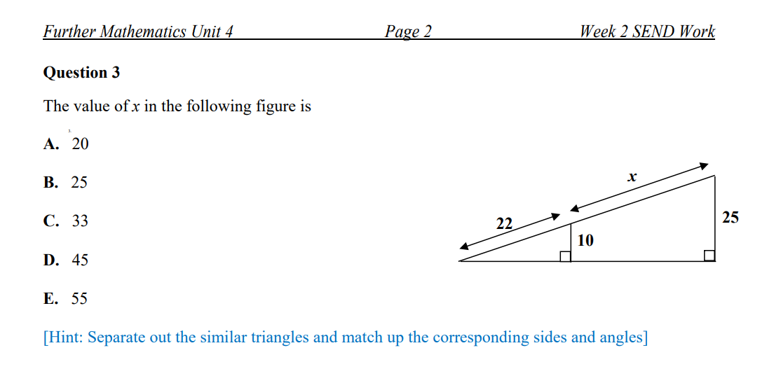 SEND: Work for Submission for Week 2 Show the