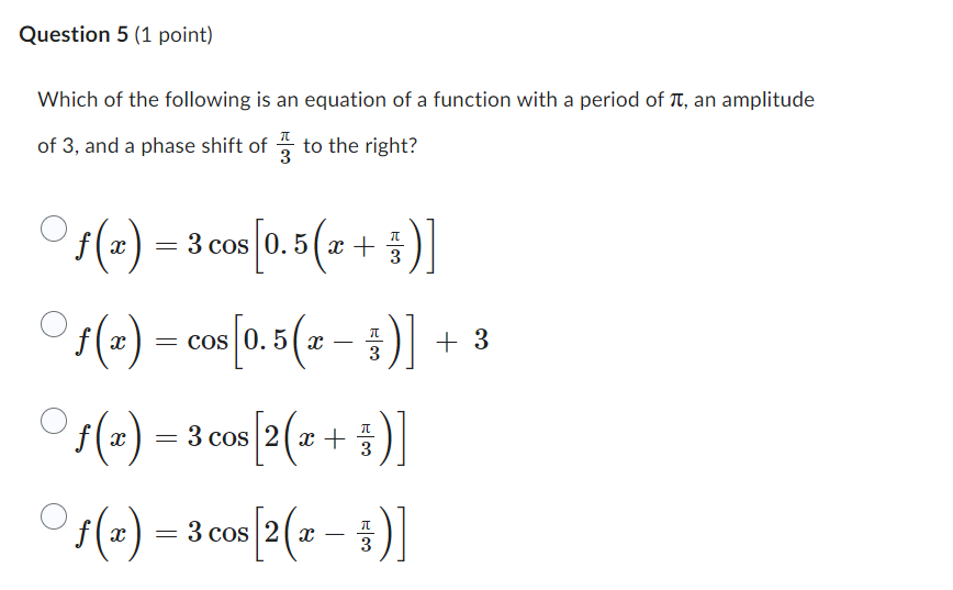 \fQuestion 5 {1 point) Which of the following is