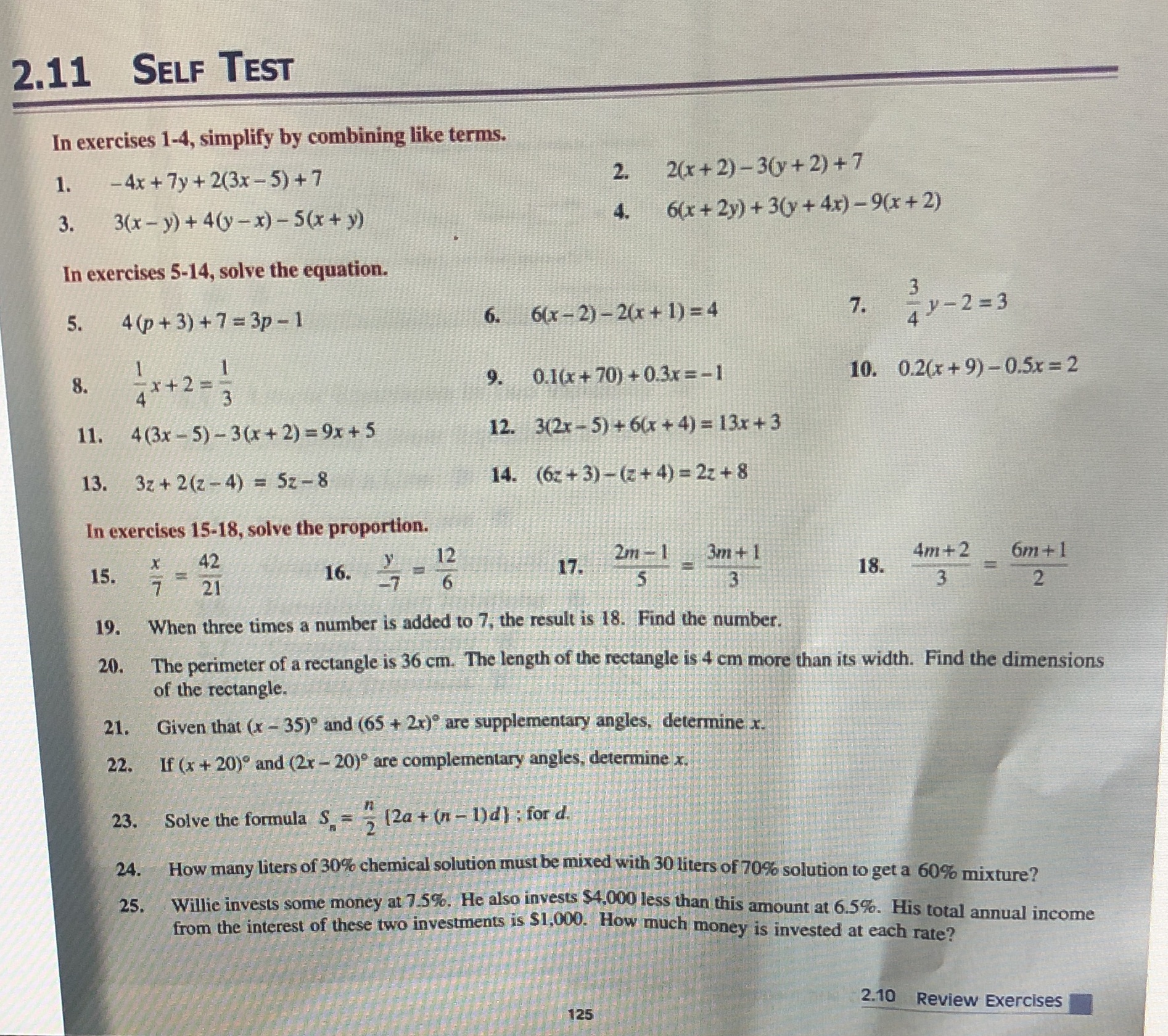 2.11 SELF TEST In exercises 1-4, simplify by