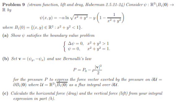 Problem 9 (stream function, lift and drag,