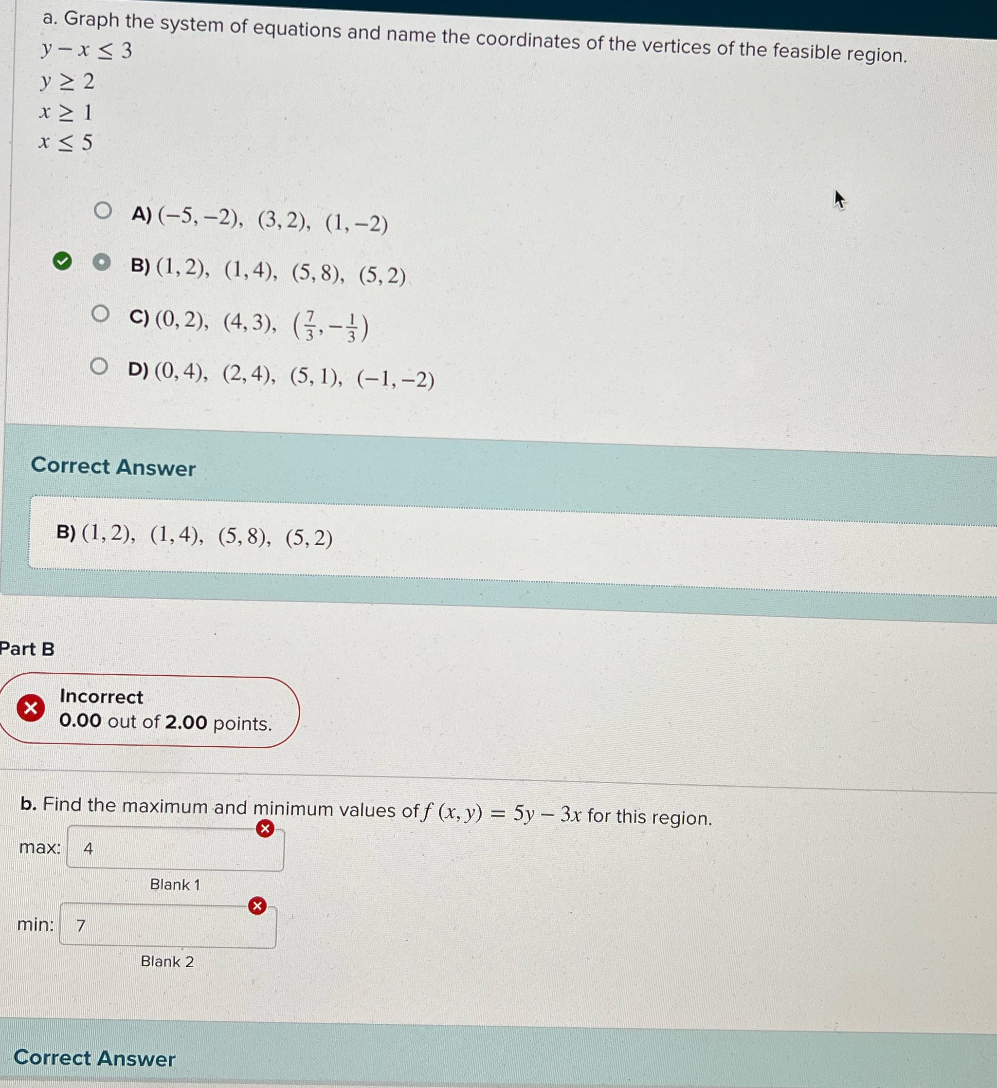 Solve part A and B a. Graph the system of