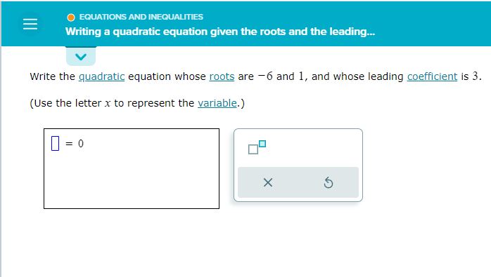 module is equations and inequalities, topic is