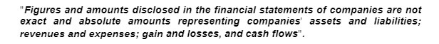 "Figures and amounts disclosed in the financial