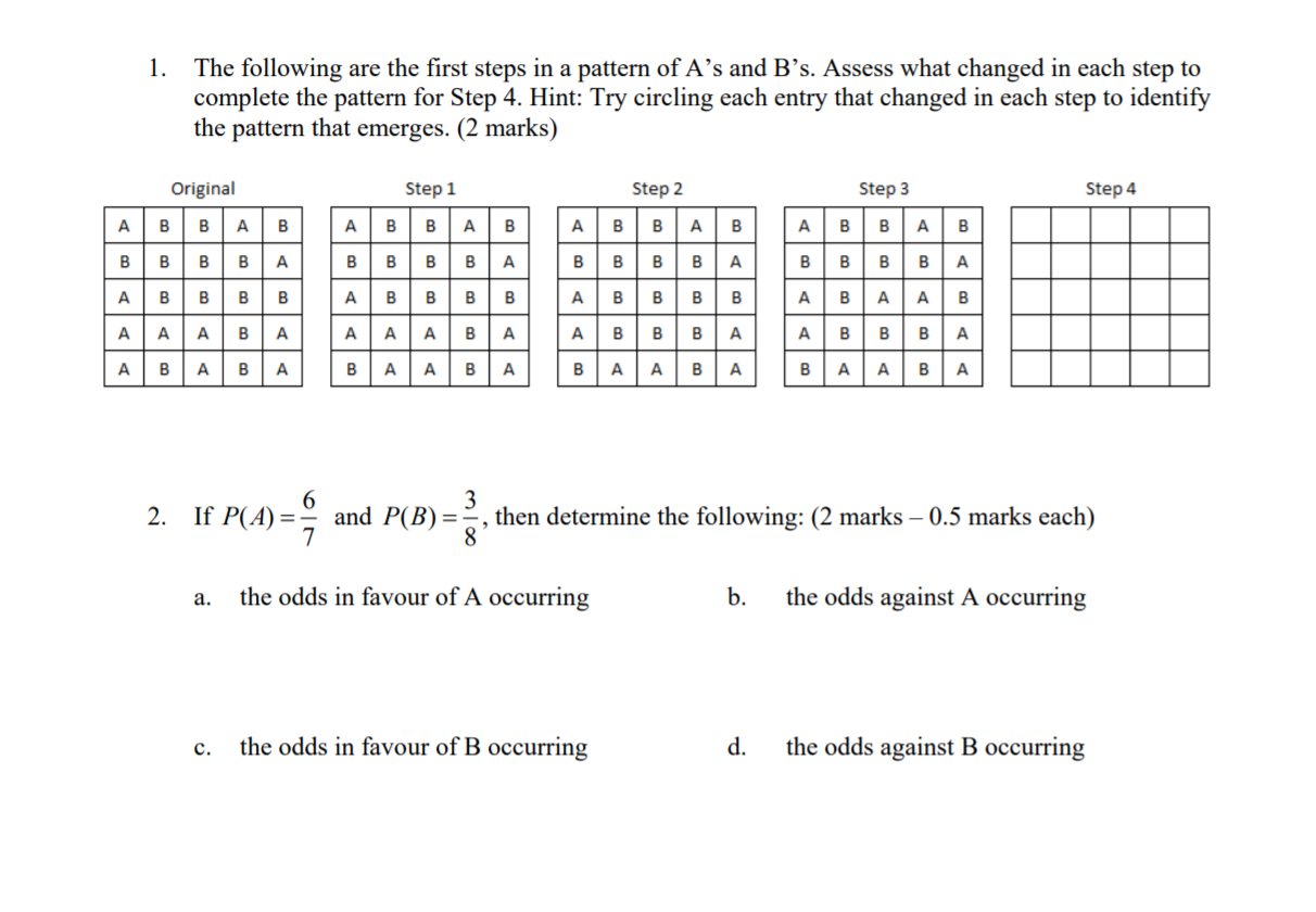 1. The following are the rst steps in a pattern