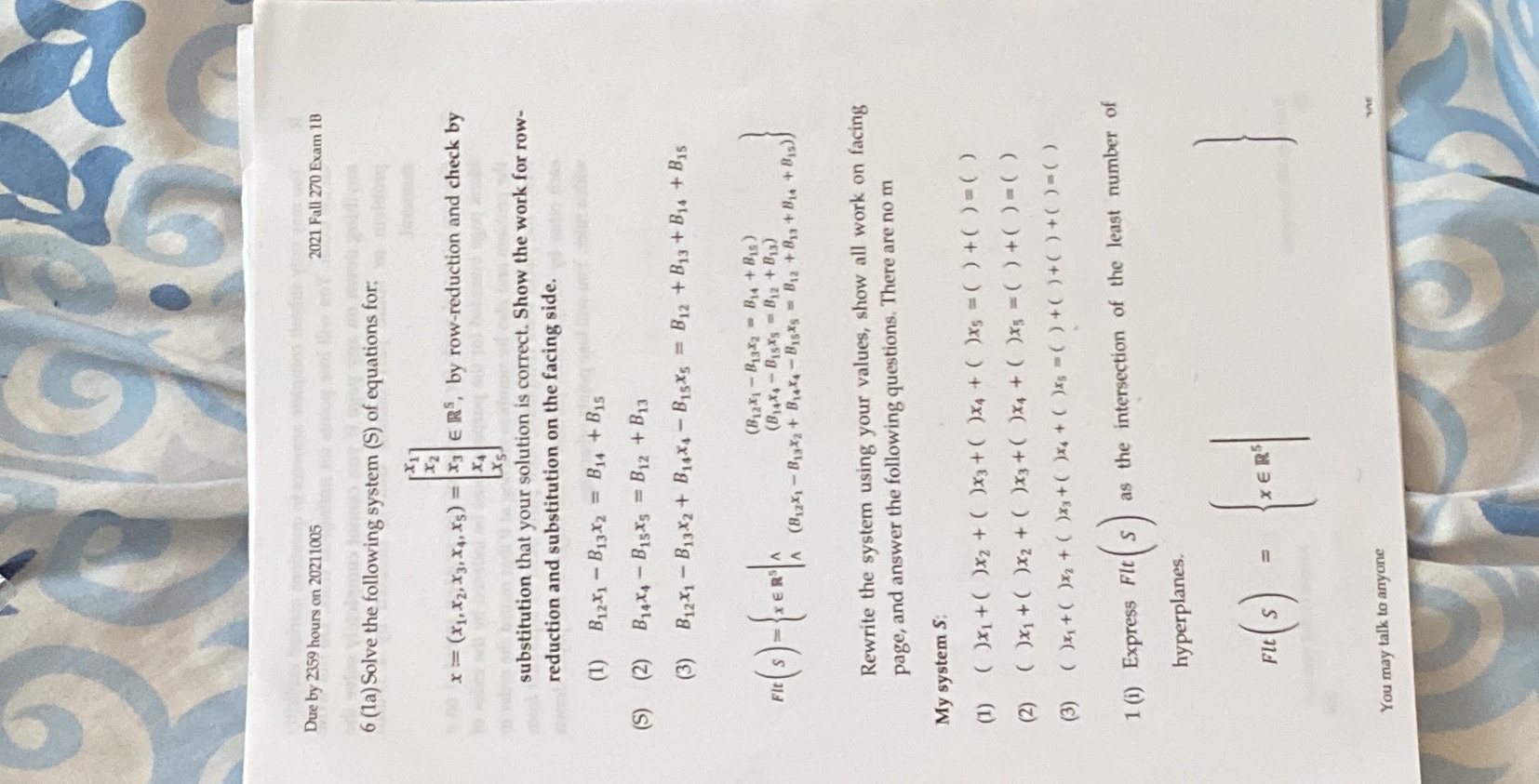 B12=-1, B13=1, B14=1, B15=1 Due by 2359 hours on