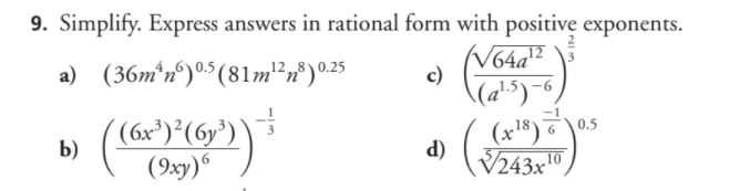 equate the followings \f9. Simplify. Express