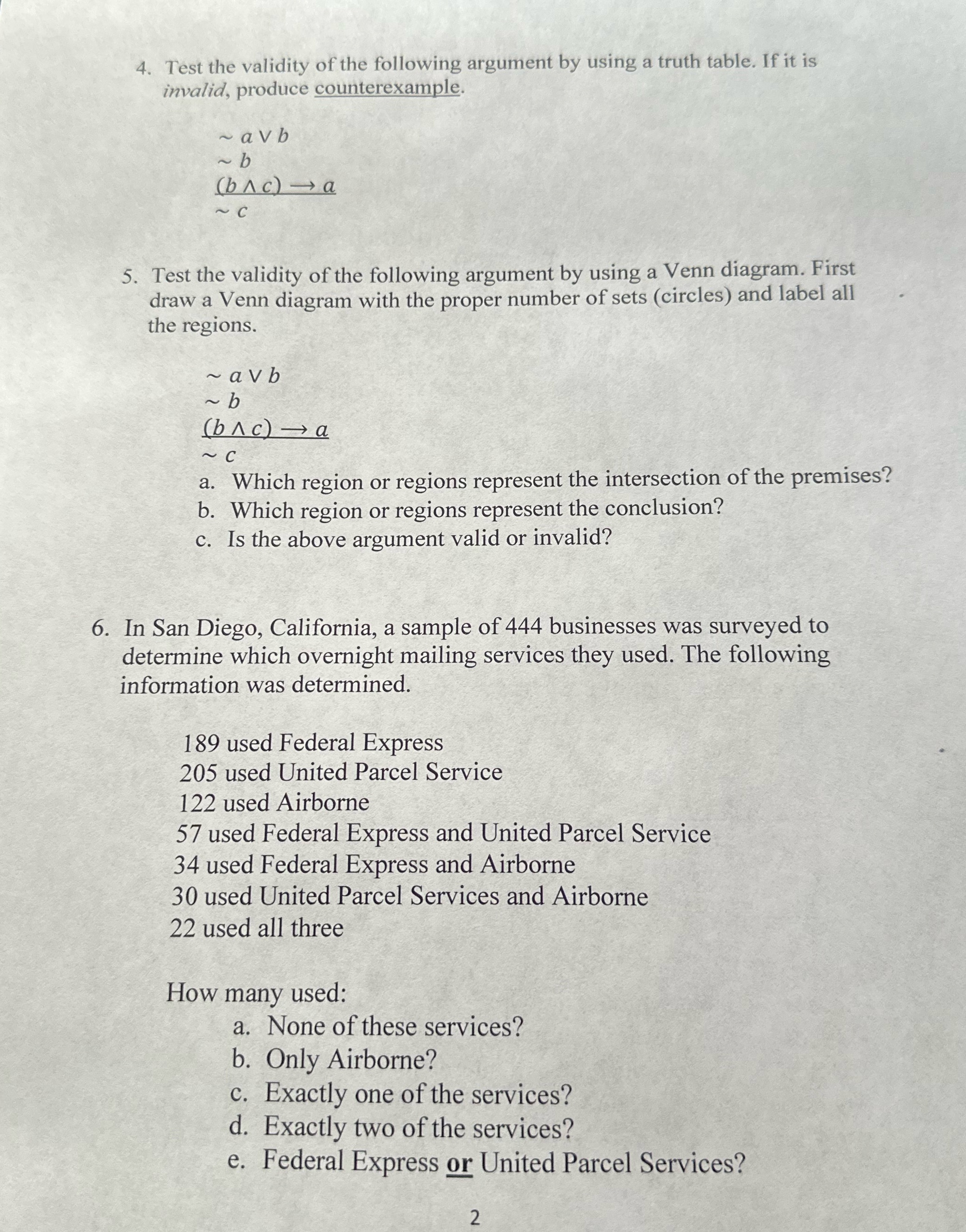 Please answer 4-6 4. lest the validity olithc