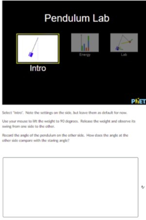 Pendulum Lab Lab Intro PHET Select Thing" Note