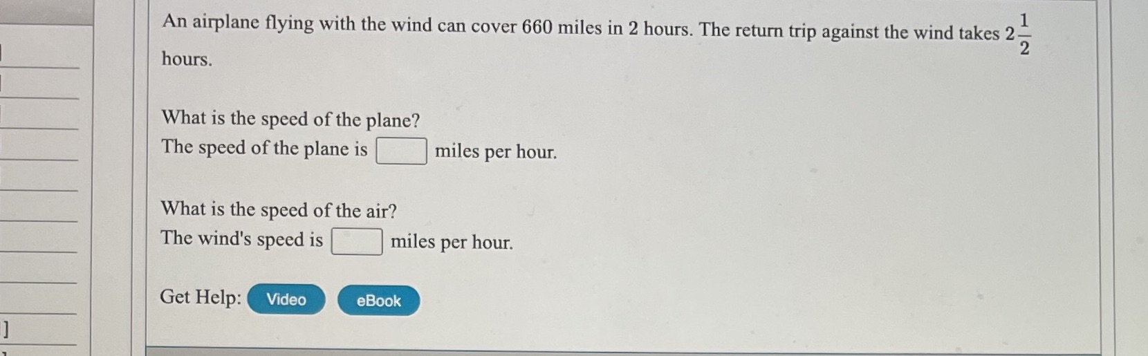 An airplane flying with the wind can cover 660