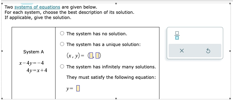 Two systems of equations are given below. For